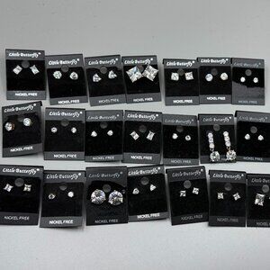 28 Pairs Rhinestone Little Butterfly Earrings